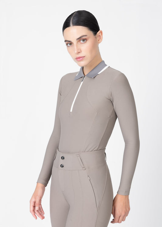 Maison Cheval - Luxe Polo 'Taupe' (Lange Mouwen)